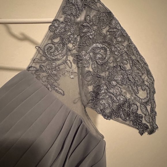 AZAZIE *ADALYN* A-Line Lace Chiffon Floor-Length Dress Dusty Blue *Size A12* - Picture 5 of 11